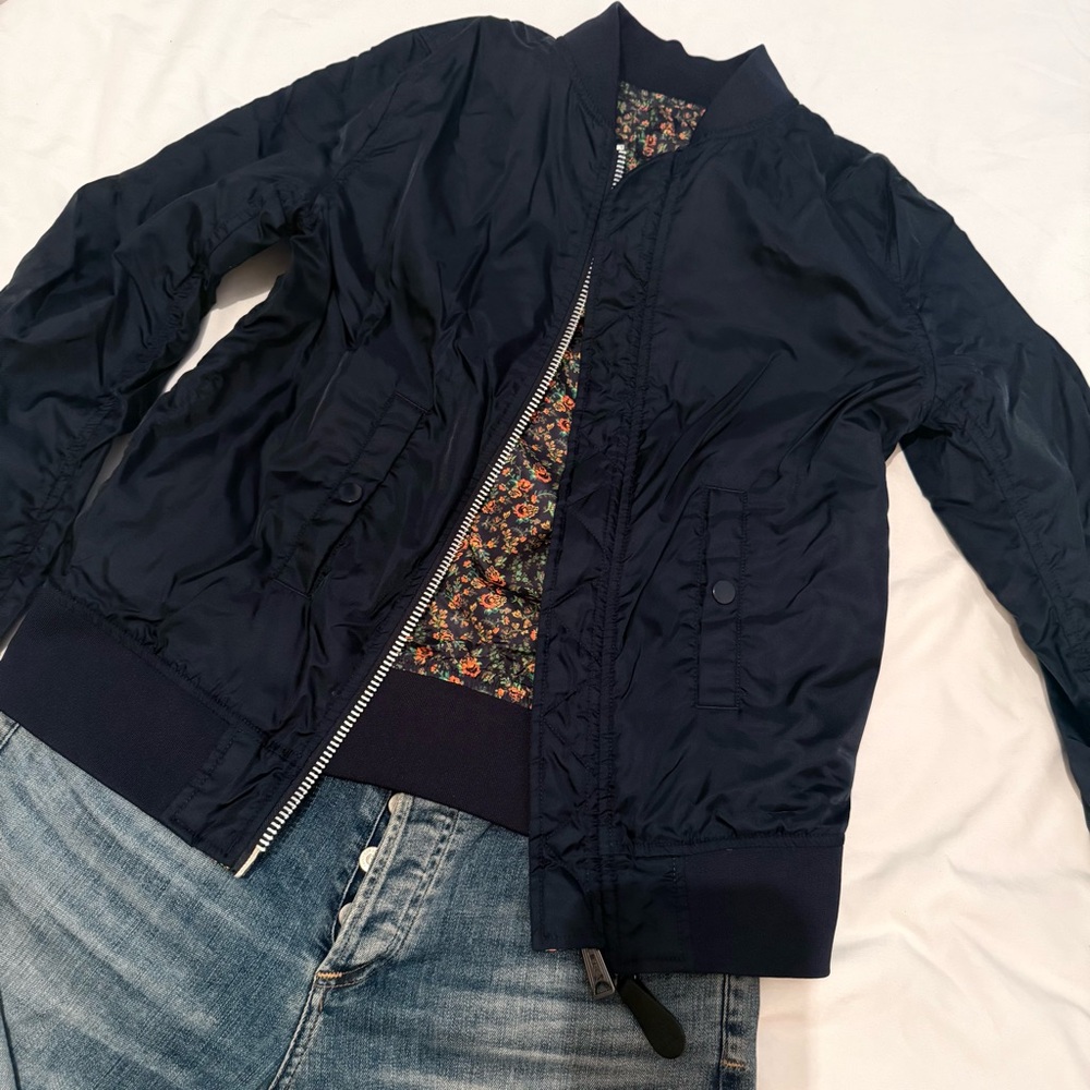 Navy Blue Reversible Bomber Jacket (XS)